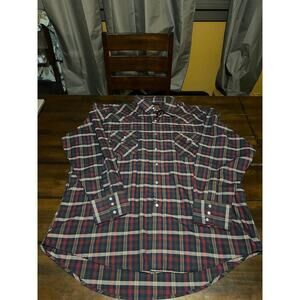 Plains Western Wear Men’s Plaid XL Long Sleeved Snap Shirt